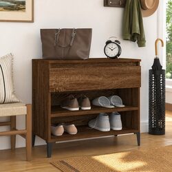 Brown Engineered Wood Shoe Cabinet for Organised Storage