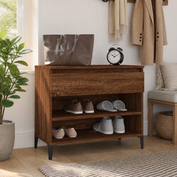 Brown Oak Shoe Cabinet with Engineered Wood 70x36x60 cm