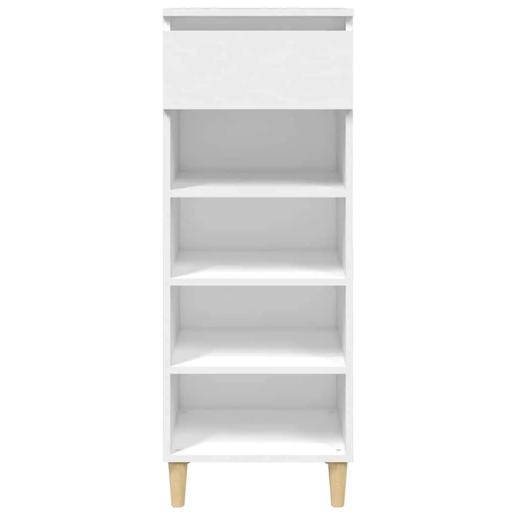 Shoe Cabinet Engineered Wood 40x36x105cm White 4 Shelf Drawer