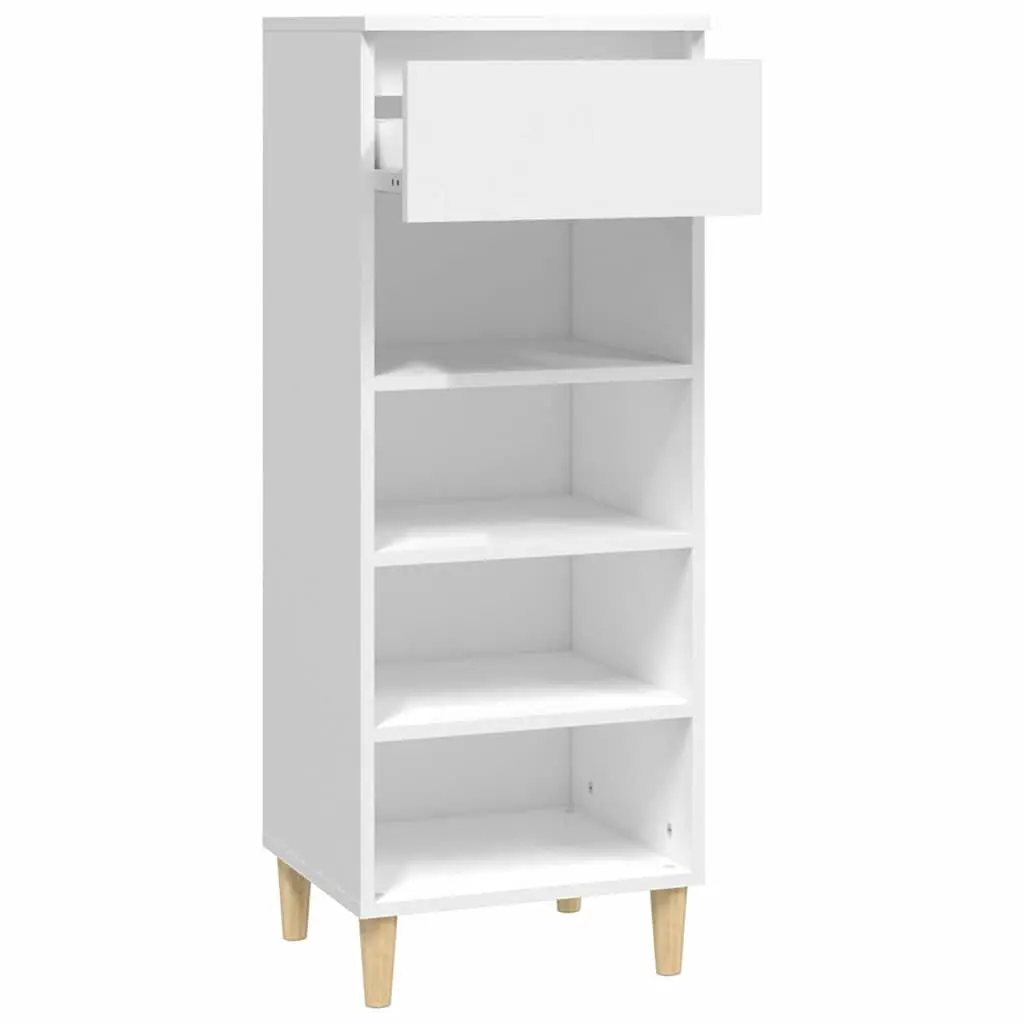 Shoe Cabinet Engineered Wood 40x36x105cm White 4 Shelf Drawer