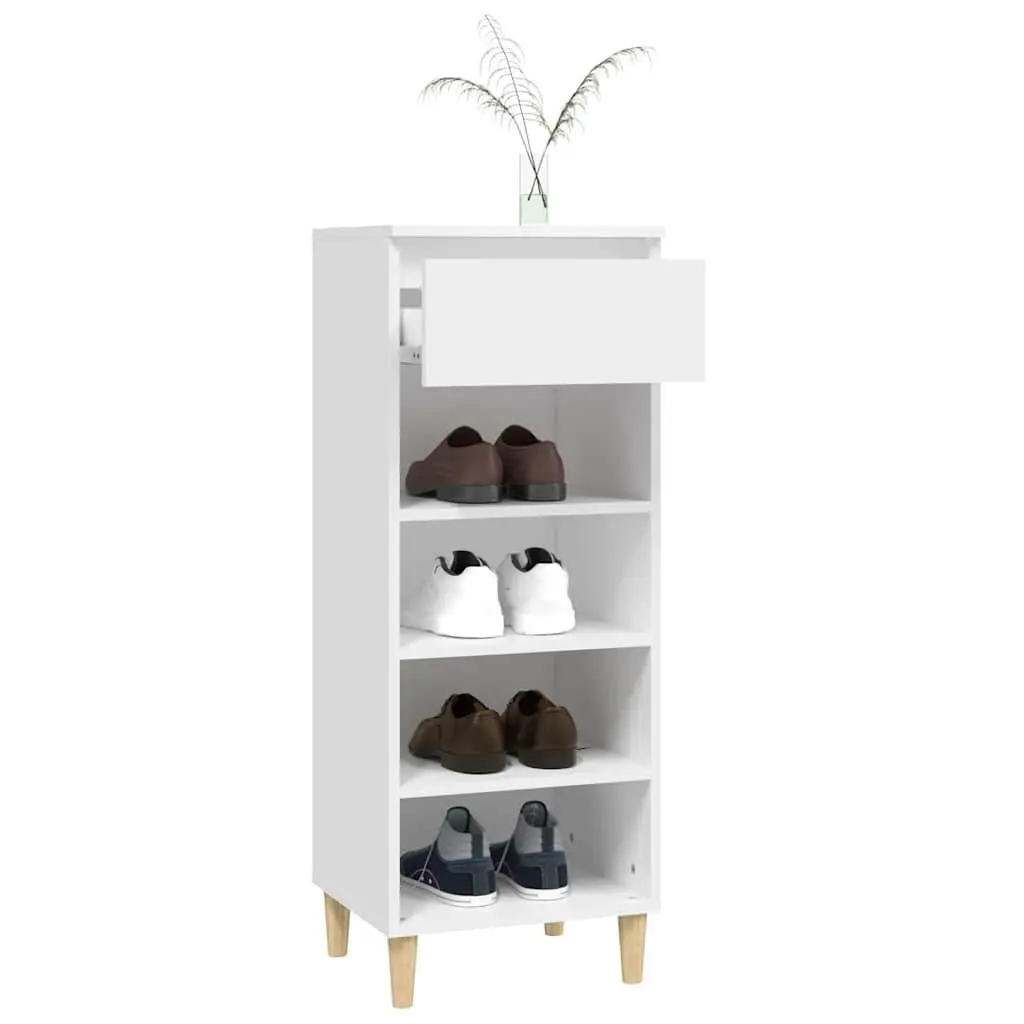 Shoe Cabinet Engineered Wood 40x36x105cm White 4 Shelf Drawer