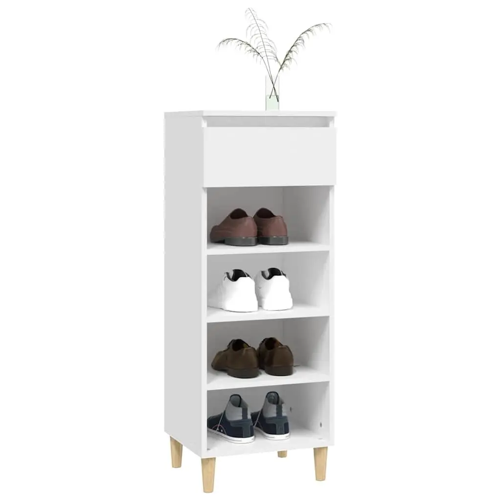 Shoe Cabinet Engineered Wood 40x36x105cm White 4 Shelf Drawer