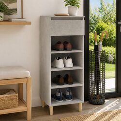 4-Shelf Shoe Cabinet with Drawer in Grey Wooden Design