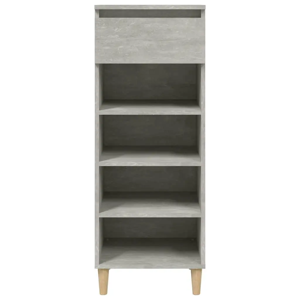 Shoe Cabinet Storage Organiser 4 Shelves 1 Drawer Grey Wooden Furniture