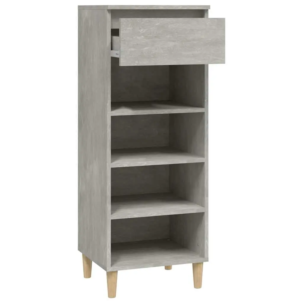 Shoe Cabinet Storage Organiser 4 Shelves 1 Drawer Grey Wooden Furniture