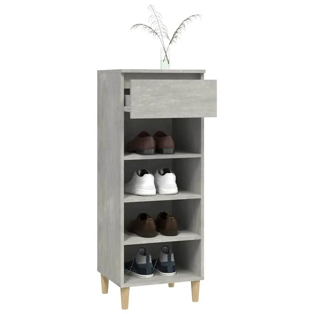 Shoe Cabinet Storage Organiser 4 Shelves 1 Drawer Grey Wooden Furniture