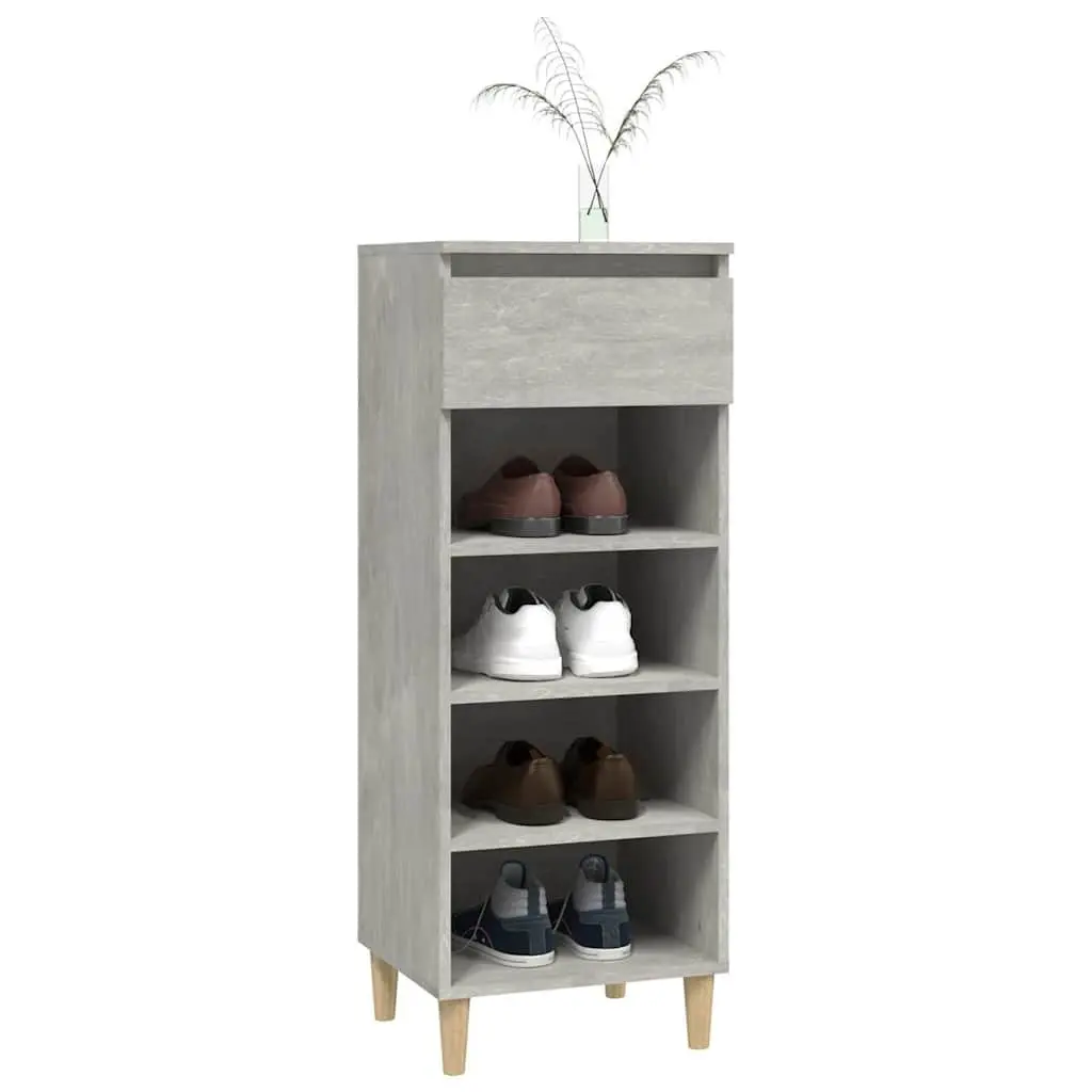 Shoe Cabinet Storage Organiser 4 Shelves 1 Drawer Grey Wooden Furniture