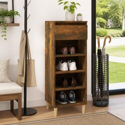 Brown Engineered Wood Shoe Cabinet with 4 Shelves