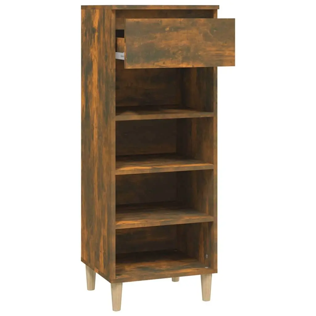 Shoe Cabinet Smoked Oak 40x36x105cm Shoe Storage Rack with Drawer and Shelves