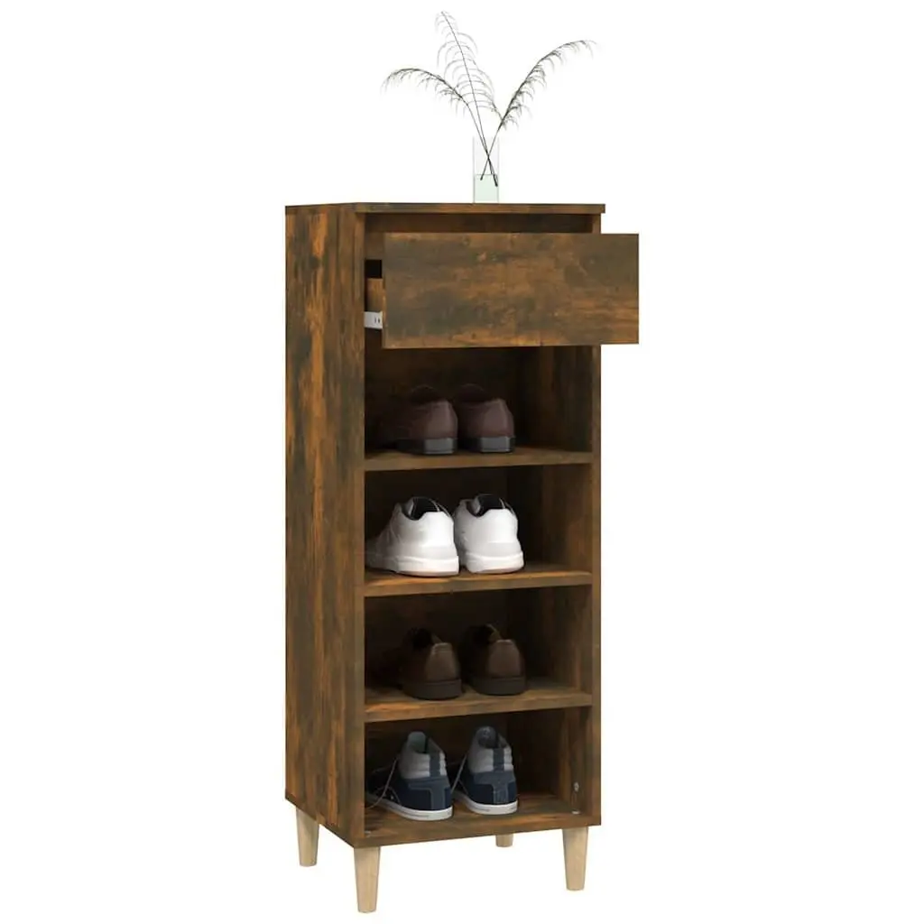 Shoe Cabinet Smoked Oak 40x36x105cm Shoe Storage Rack with Drawer and Shelves