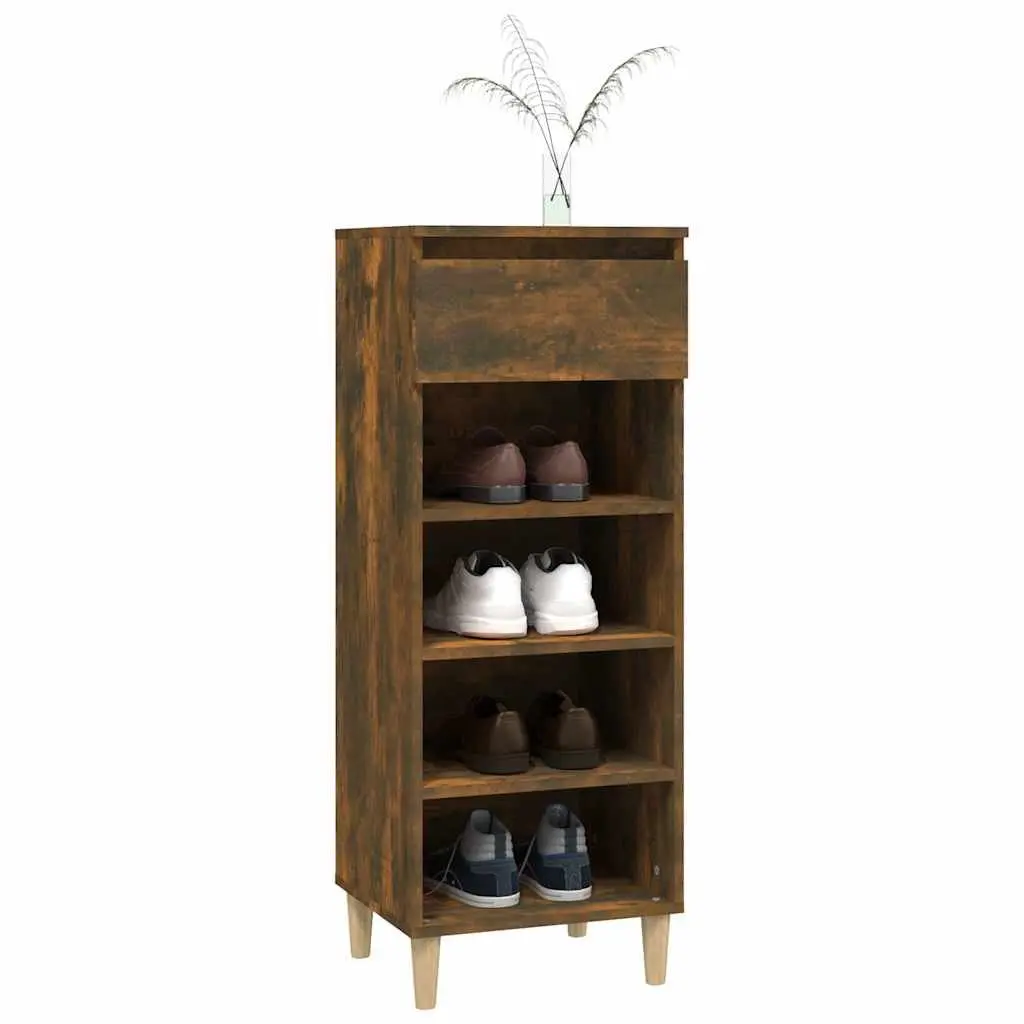 Shoe Cabinet Smoked Oak 40x36x105cm Shoe Storage Rack with Drawer and Shelves