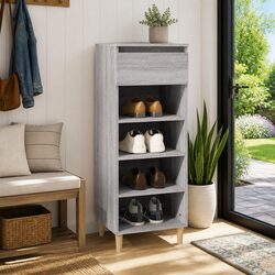 Grey Sonoma Shoe Cabinet with 4 Shelves and Drawer