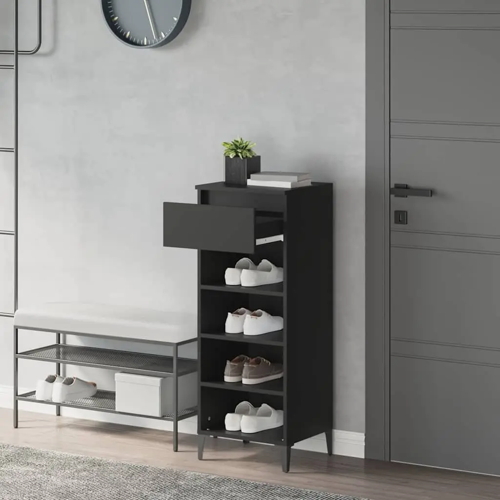 Shoe Rack Storage Cabinet Engineered Wood 40 x 36 x 105 cm Black