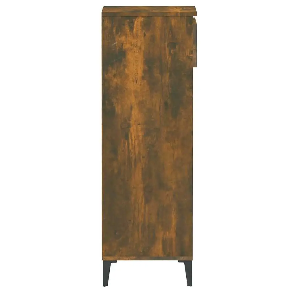 Smoked Oak Shoe Rack Storage Cabinet