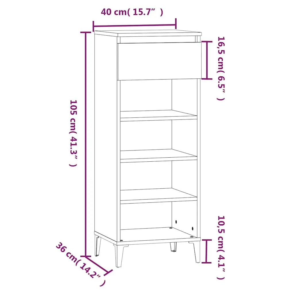 Smoked Oak Shoe Rack Storage Cabinet