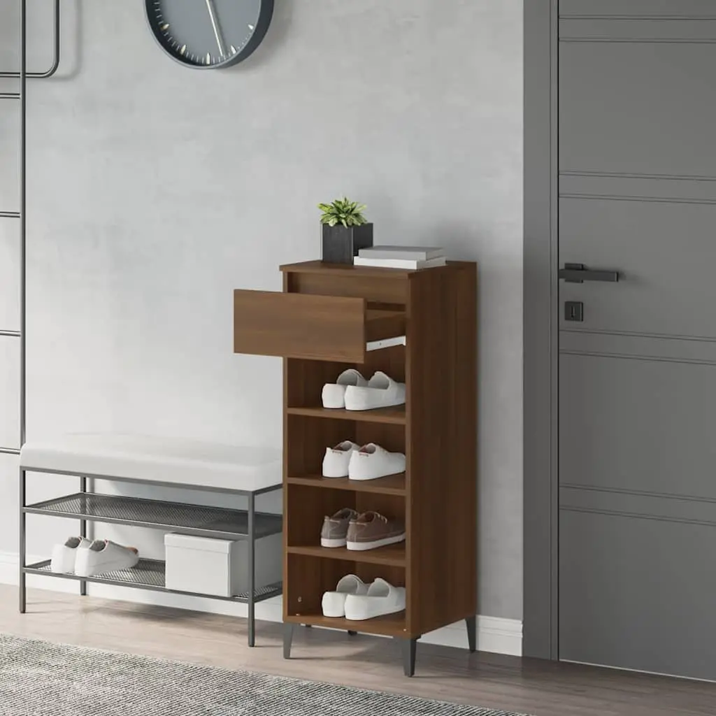 Shoe Storage Cabinet 40x36x105 cm Engineered Wood Brown with Drawer and Shelves