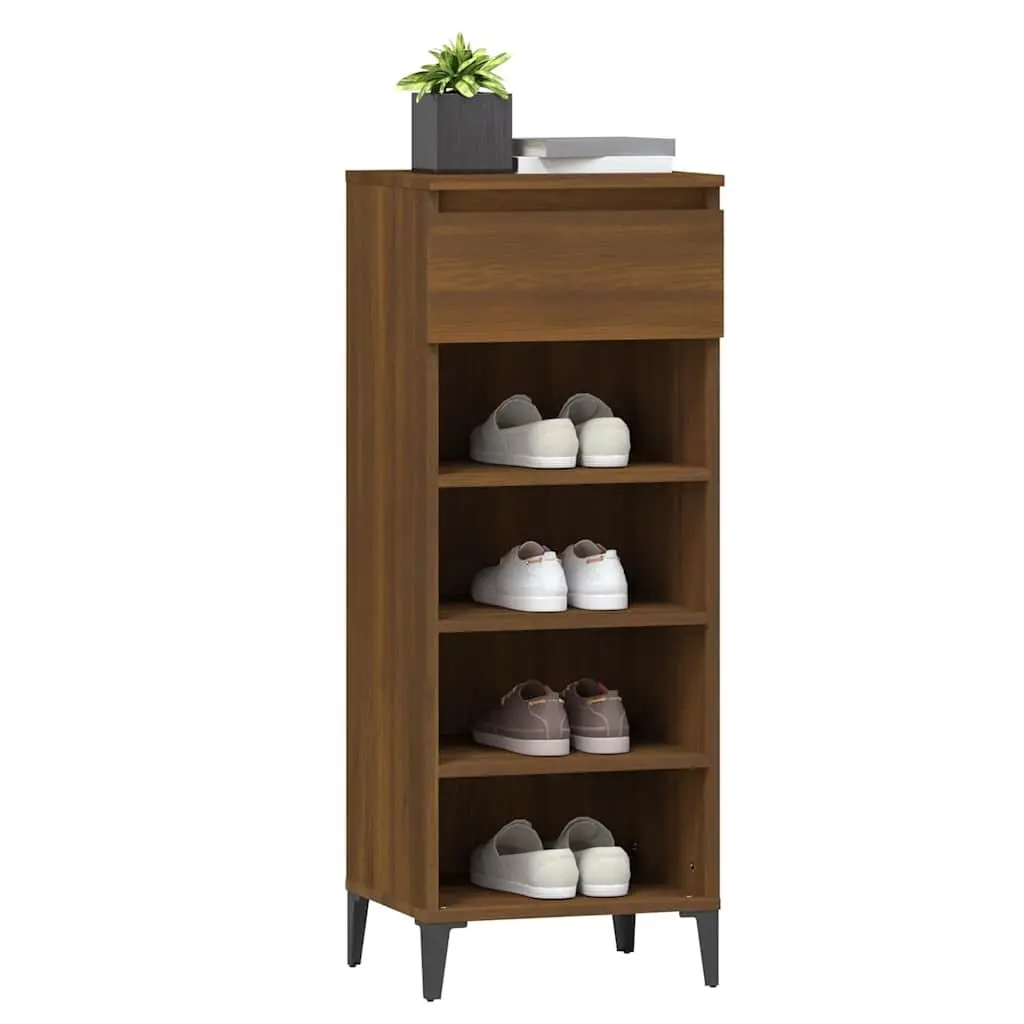 Shoe Storage Cabinet 40x36x105 cm Engineered Wood Brown with Drawer and Shelves