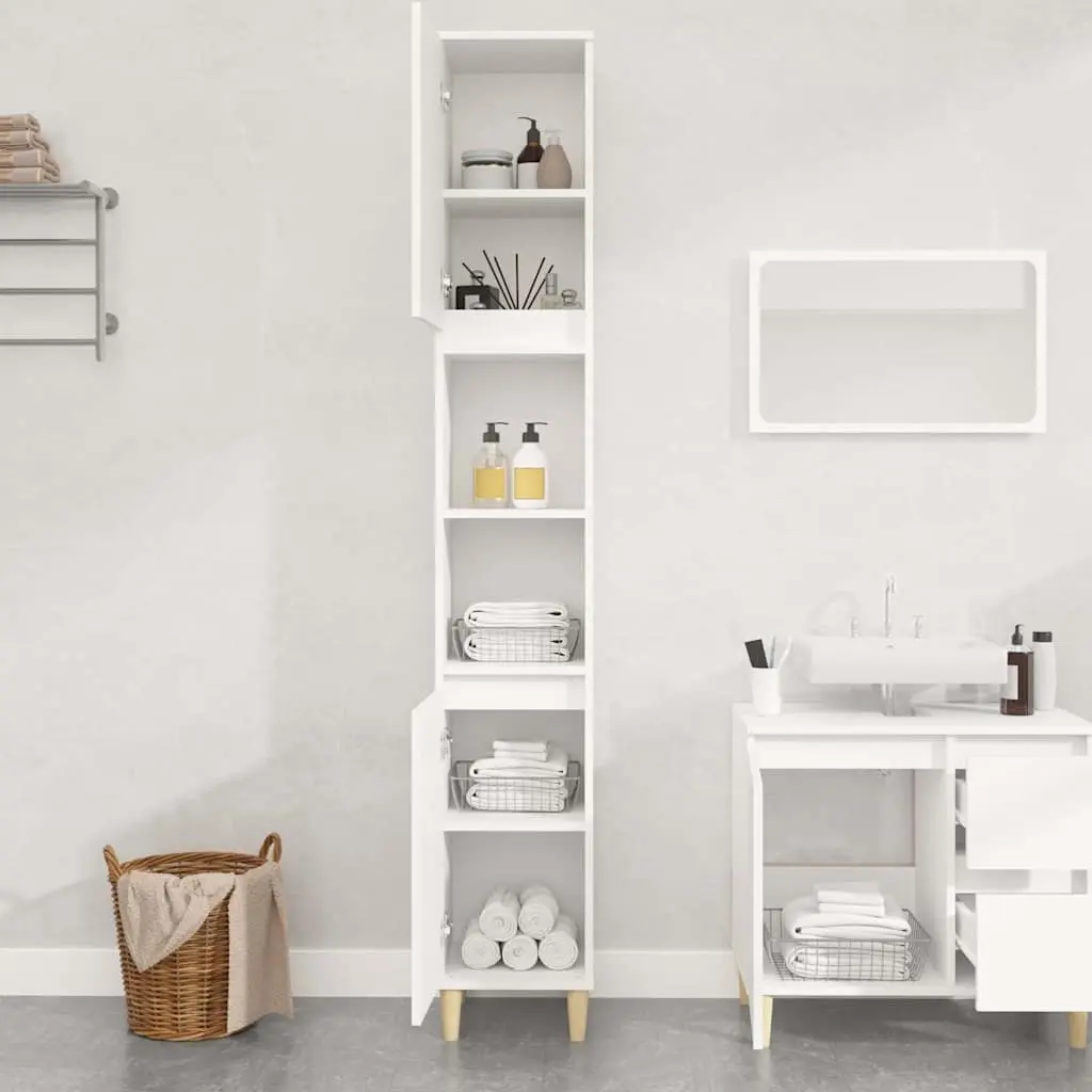 White Bathroom Vanity Cabinet with 6 Compartments