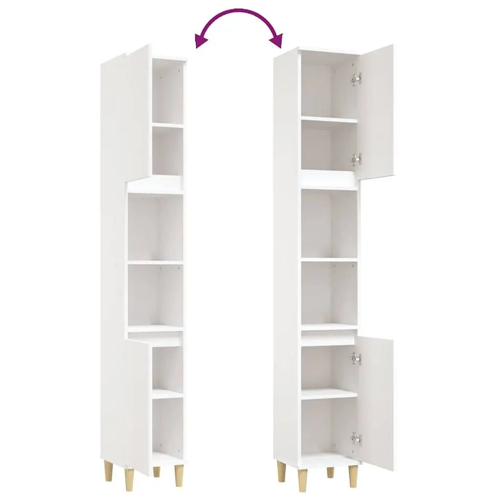 White Bathroom Vanity Cabinet with 6 Compartments