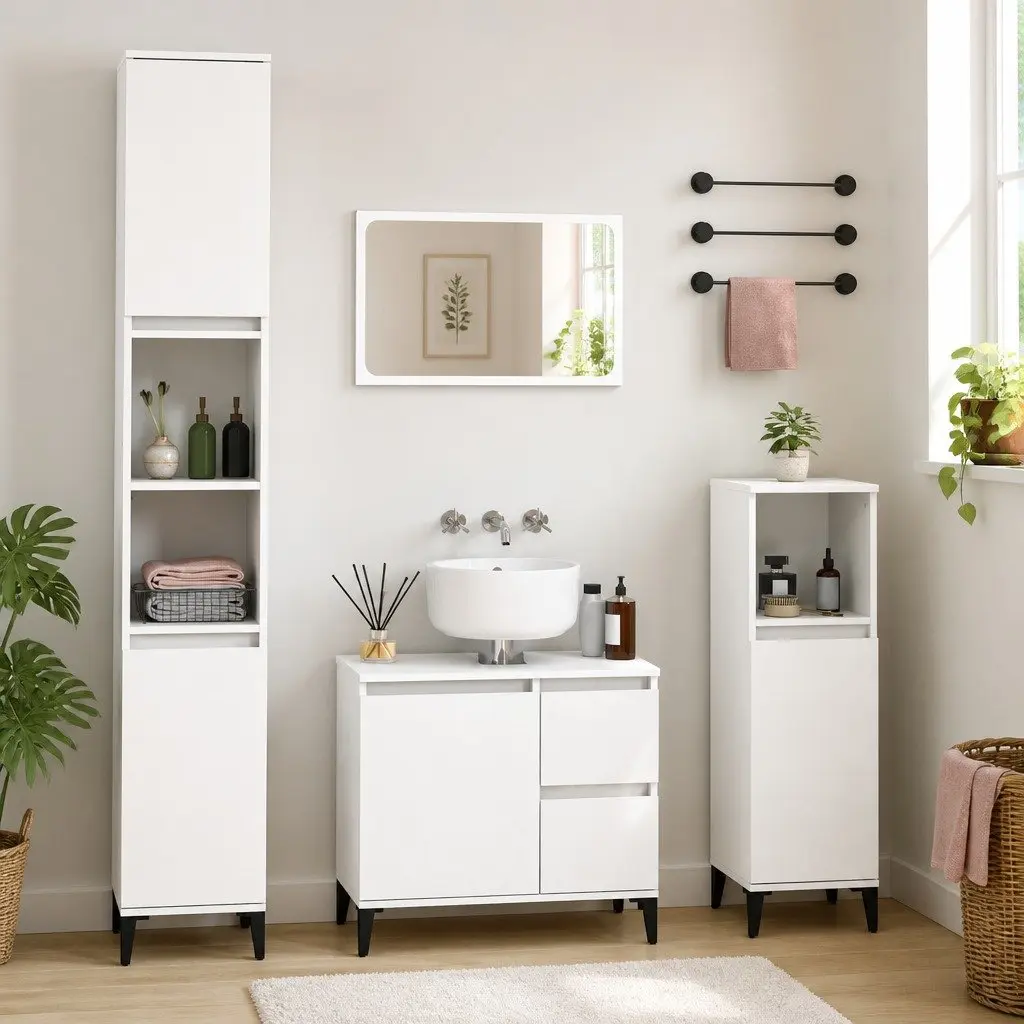 White Bathroom Vanity Cabinet for Organized Storage