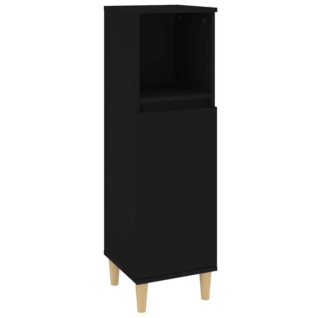 Bathroom Cabinet Engineered Wood 30x30x100cm Black