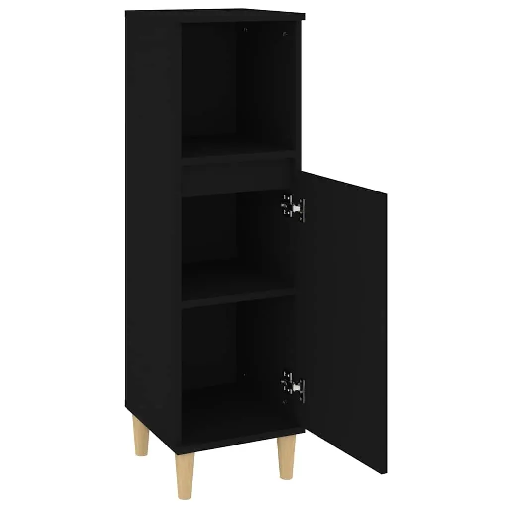 Bathroom Cabinet Engineered Wood 30x30x100cm Black