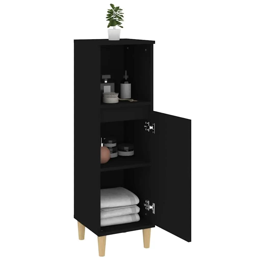 Bathroom Cabinet Engineered Wood 30x30x100cm Black