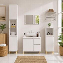 High Gloss White Bathroom Vanity Cabinet with Storage
