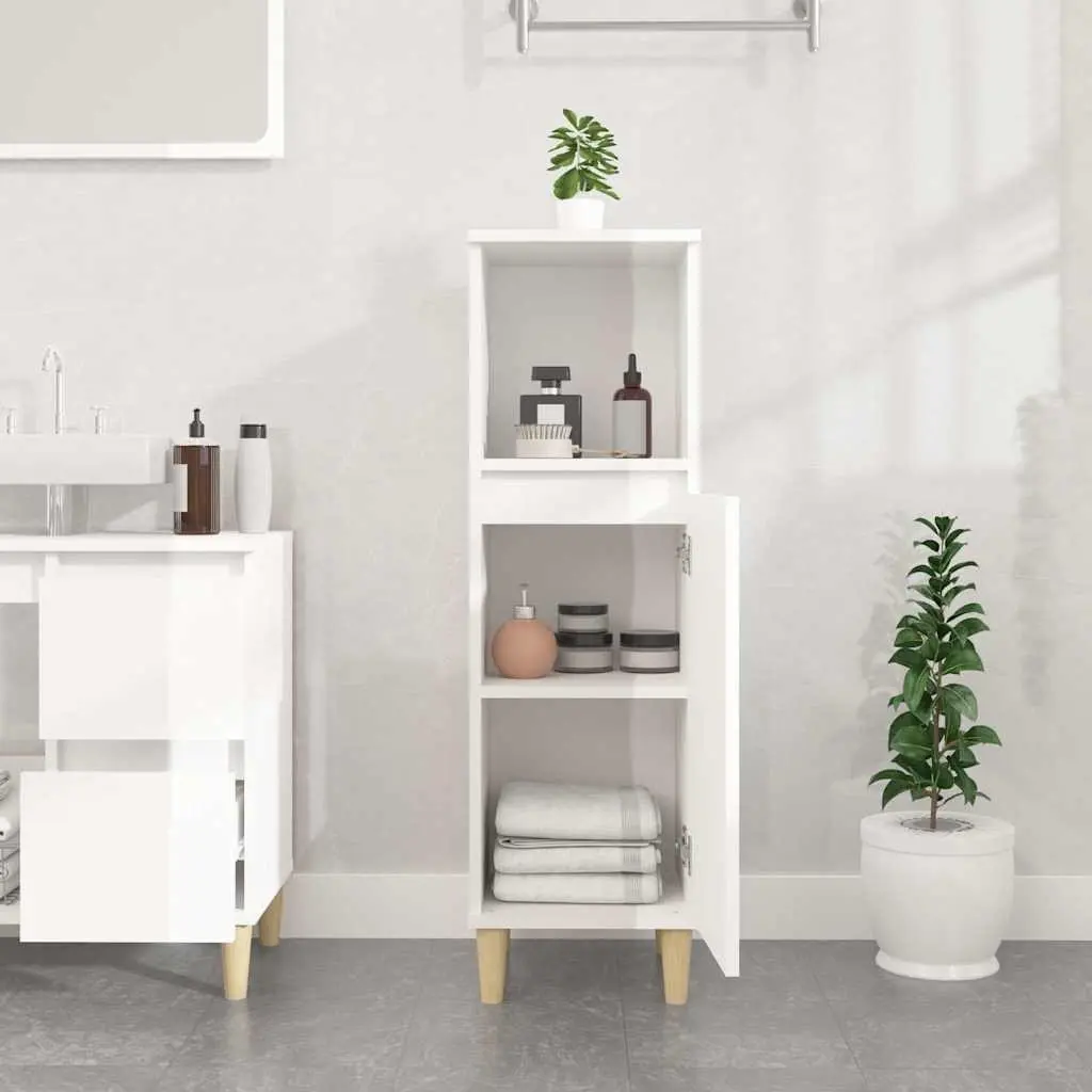 High Gloss White Bathroom Vanity Cabinet with Storage