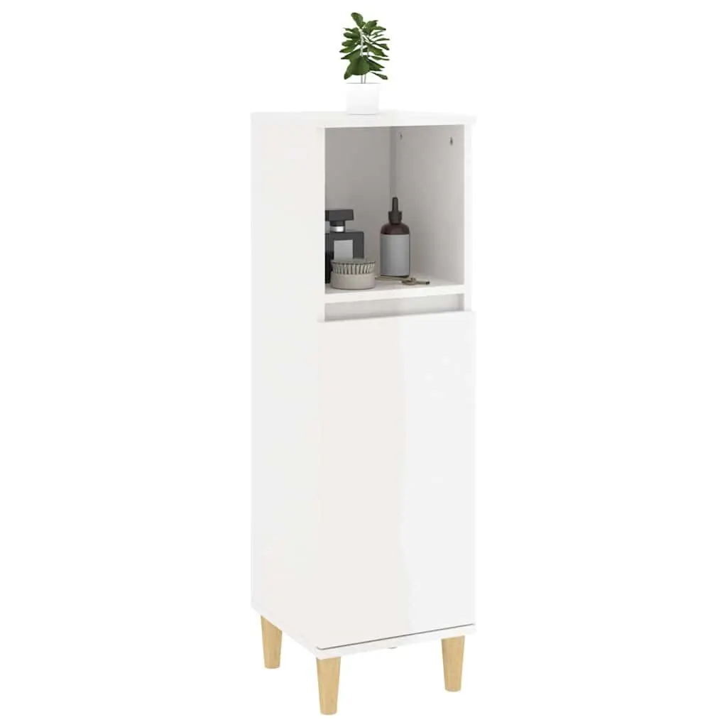 High Gloss White Bathroom Vanity Cabinet with Storage