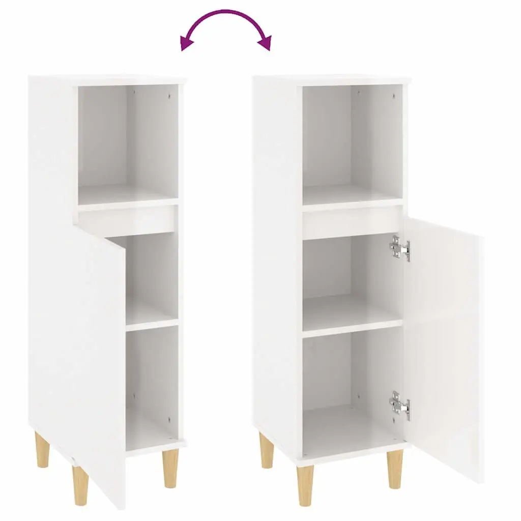 High Gloss White Bathroom Vanity Cabinet with Storage