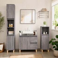 30x30x100 cm Grey Sonoma Bathroom Storage Cabinet