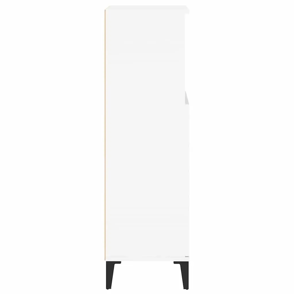 Bathroom Cabinet Engineered Wood White 30cm x 30cm x 100cm Storage Unit with Open and Door Compartments