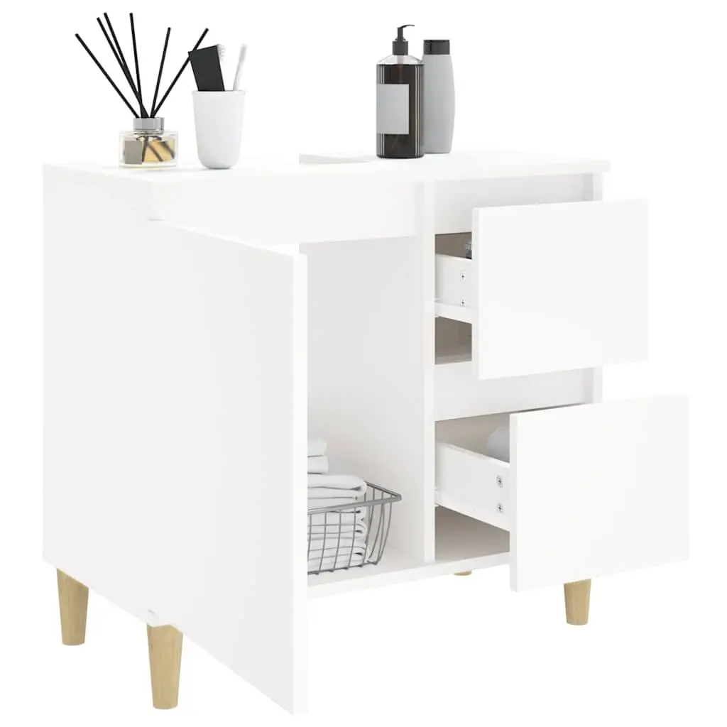 White Bathroom Vanity Cabinet with Durable Drawers