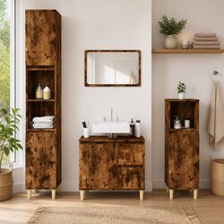 Durable Bathroom Vanity Cabinet in Smoked Oak Finish