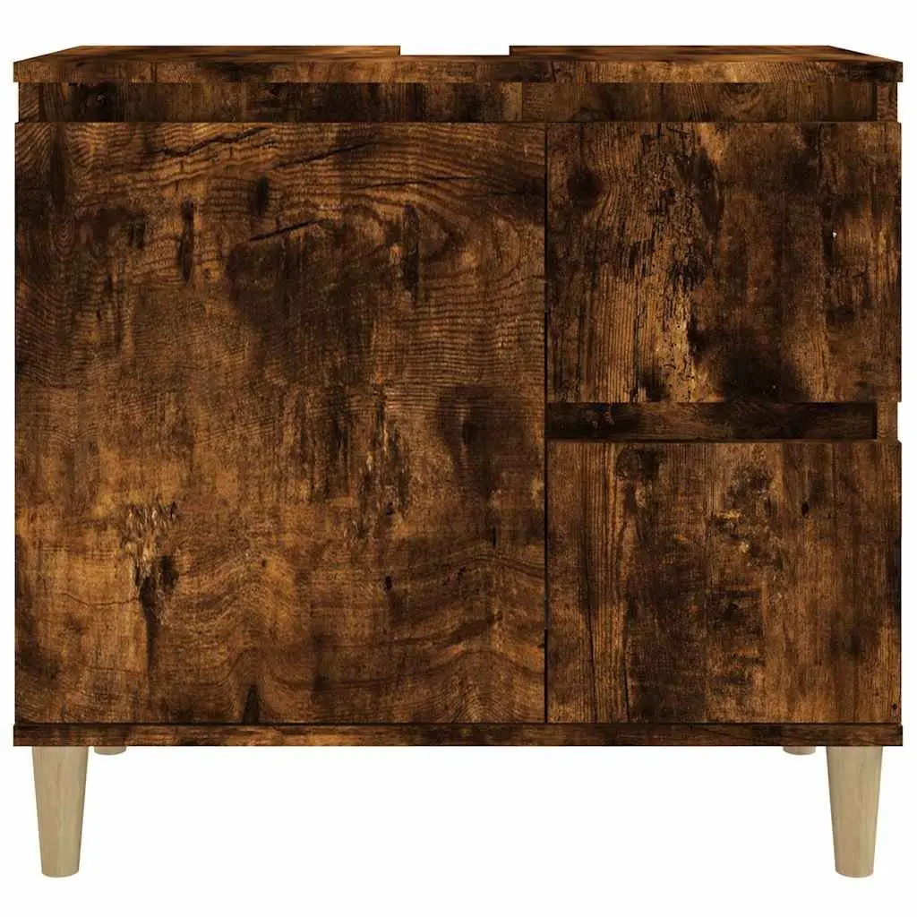 Bathroom Cabinet Engineered Wood 65x33x60cm Brown Smoked Oak