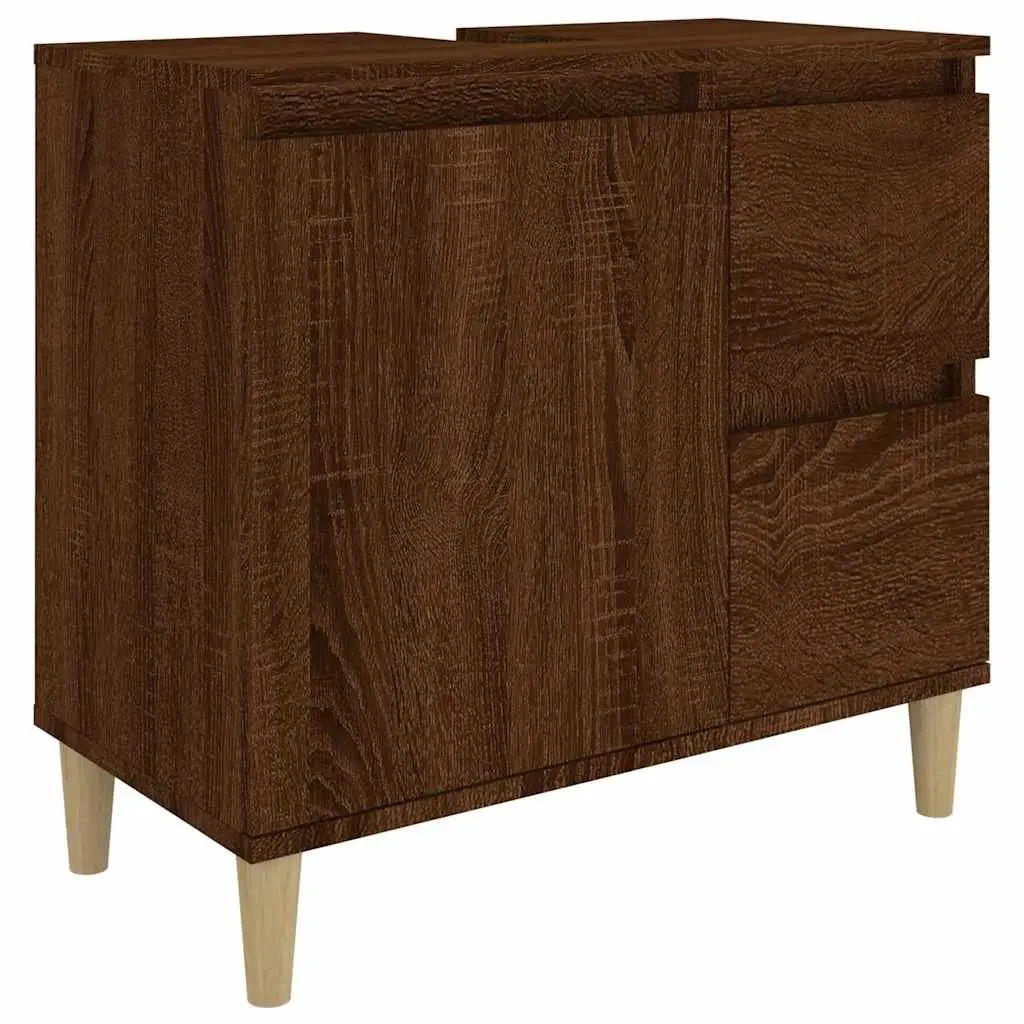 Brown Oak Bathroom Vanity Cabinet 65x33x60cm