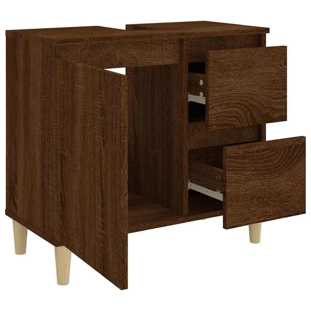 Brown Oak Bathroom Vanity Cabinet 65x33x60cm
