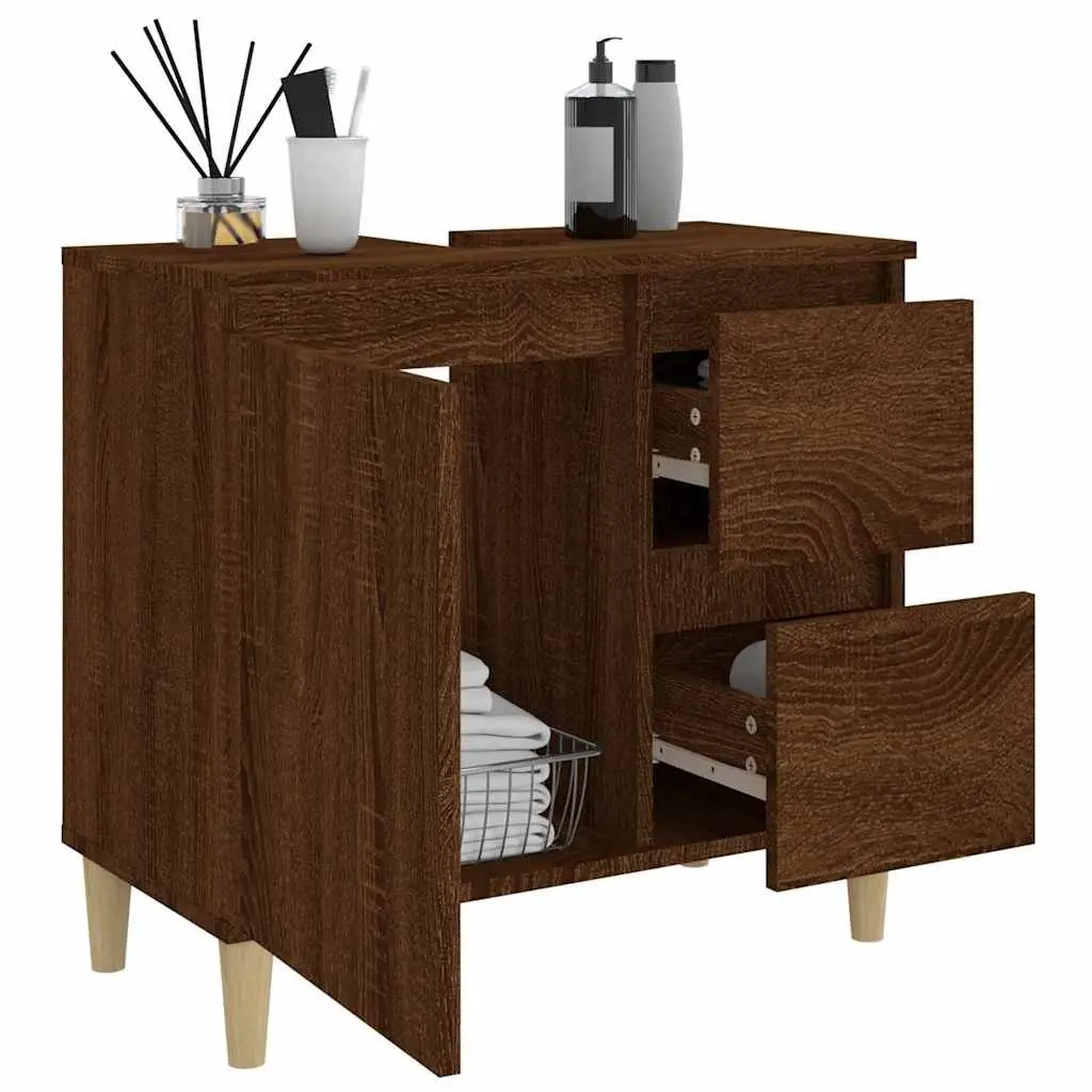 Brown Oak Bathroom Vanity Cabinet 65x33x60cm