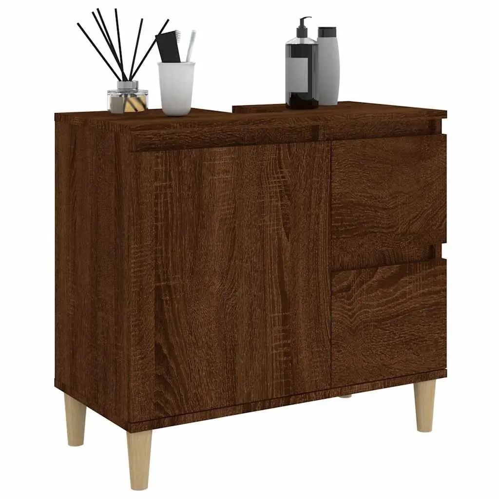 Brown Oak Bathroom Vanity Cabinet 65x33x60cm