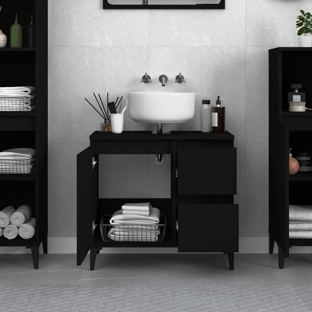 Black Bathroom Vanity Cabinet with 2 Drawers