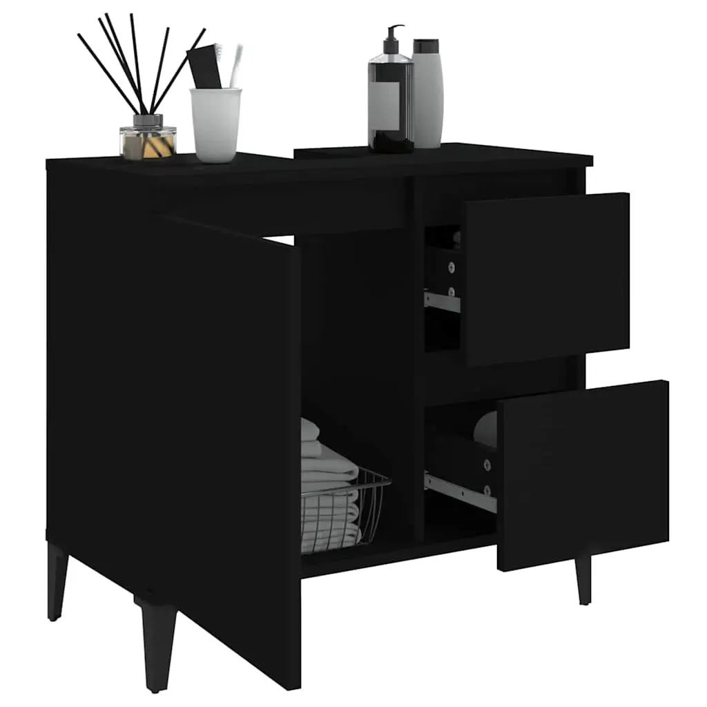 Black Bathroom Vanity Cabinet with 2 Drawers