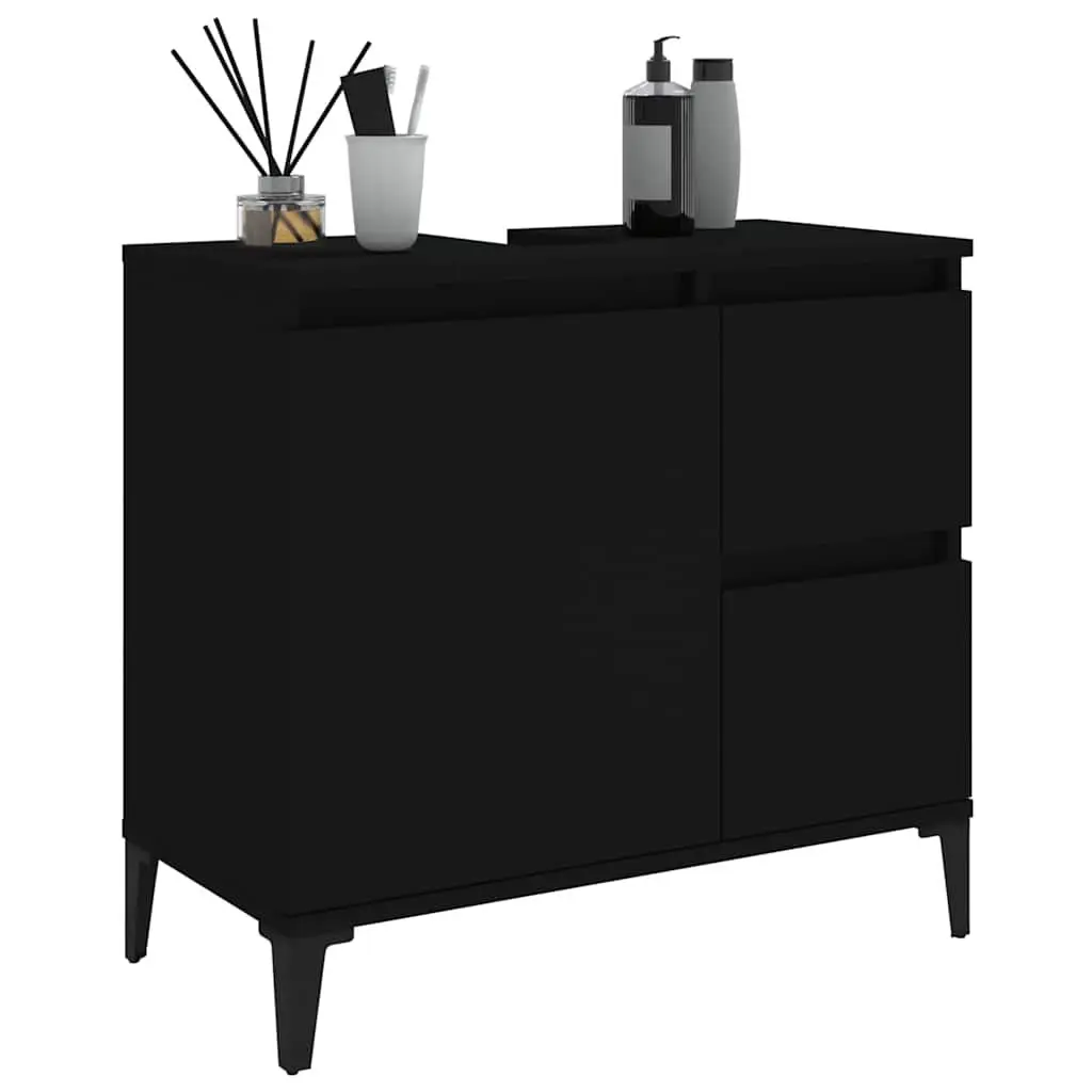 Black Bathroom Vanity Cabinet with 2 Drawers