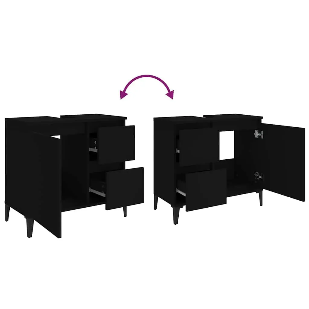 Black Bathroom Vanity Cabinet with 2 Drawers