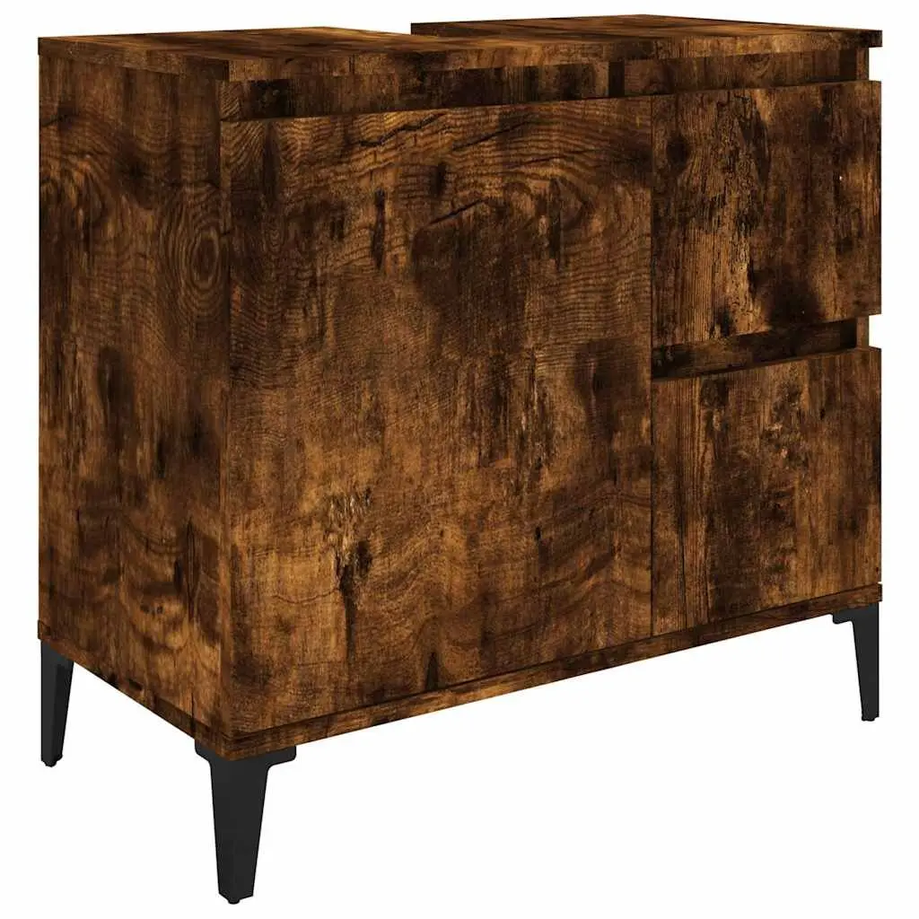 Brown Engineered Wood Bathroom Vanity Cabinet