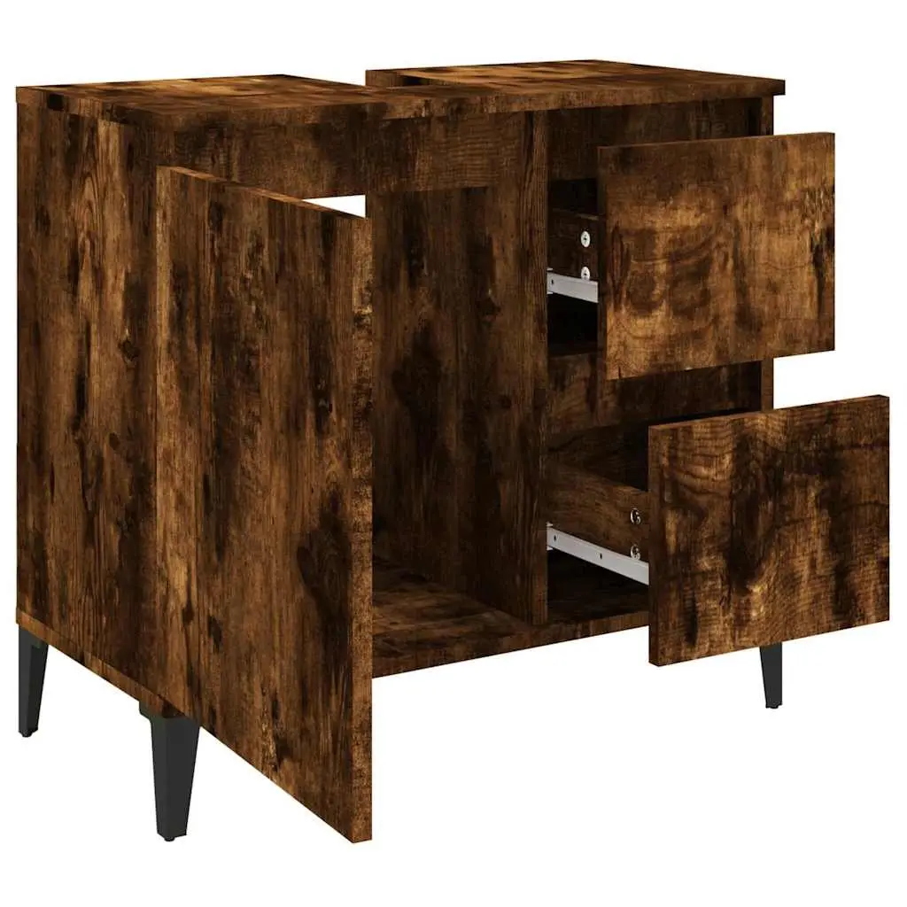 Brown Engineered Wood Bathroom Vanity Cabinet
