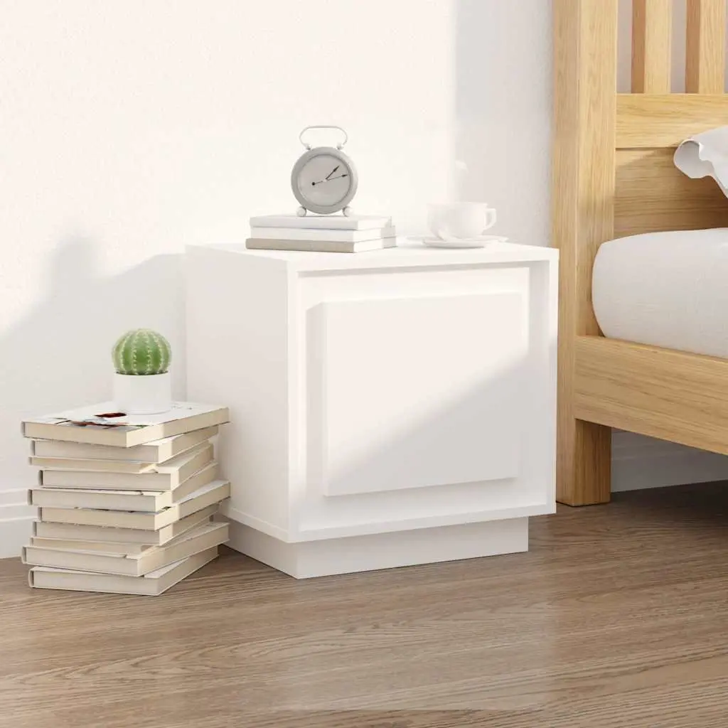 Bedside Cabinets Engineered Wood 44x35x45 cm White 2 Piece Modern Nightstand Storage Cabinet