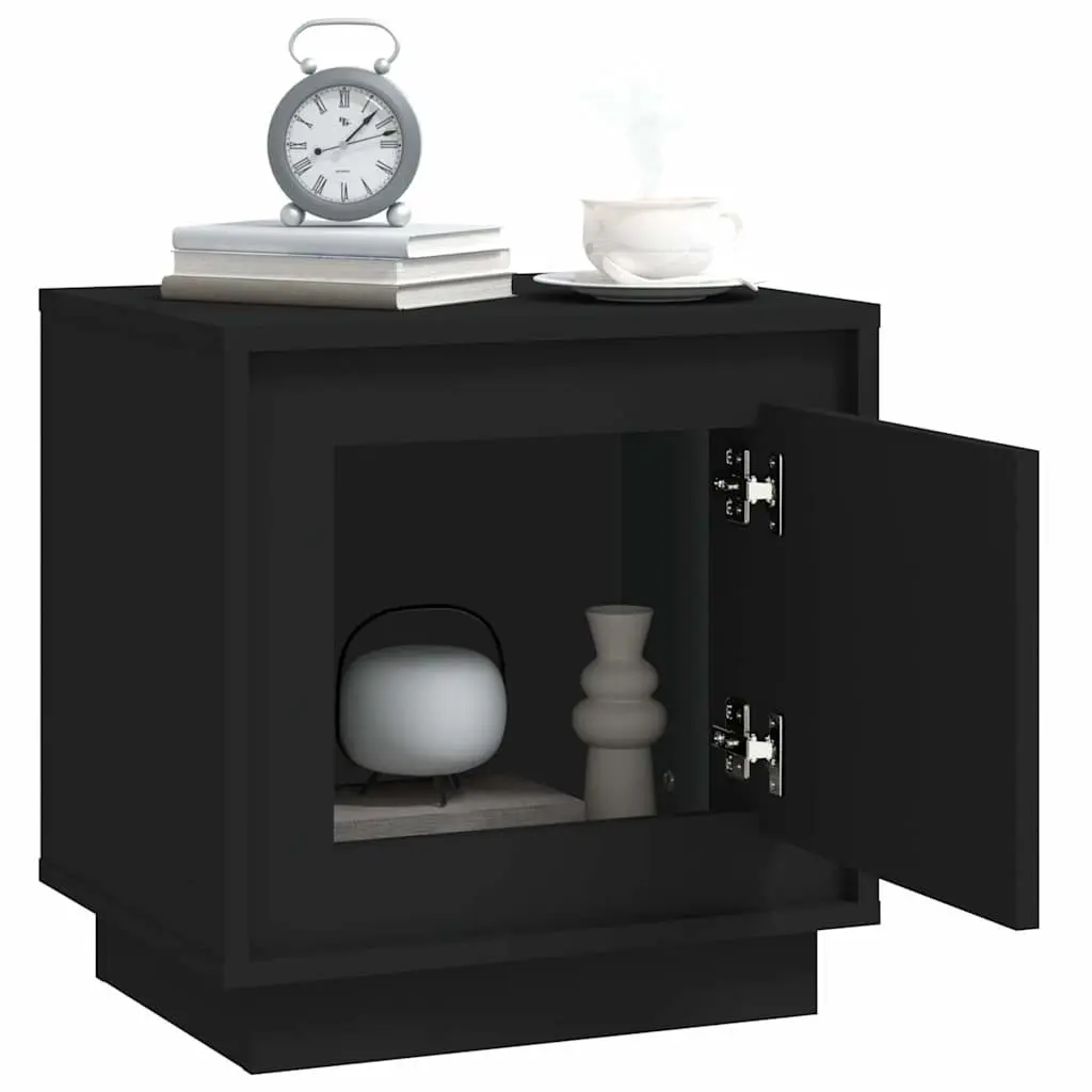 Black Modern Nightstand Bedside Cabinet with Door 44x35x45cm