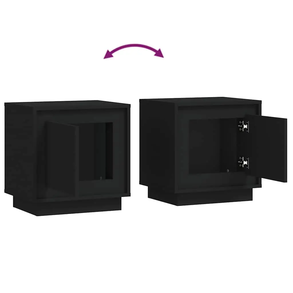 Black Modern Nightstand Bedside Cabinet with Door 44x35x45cm
