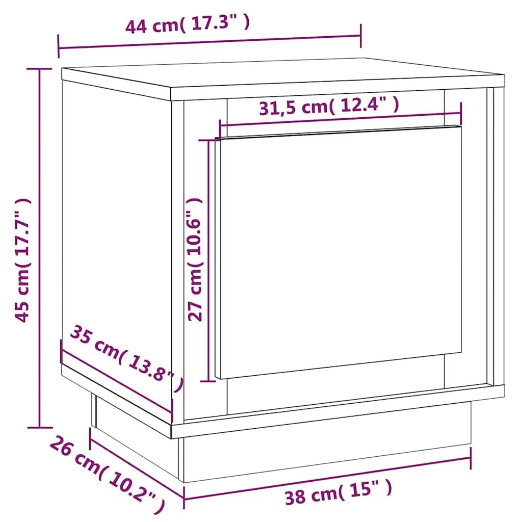2 pcs Black Bedside Cabinets 44x35x45 cm with Storage